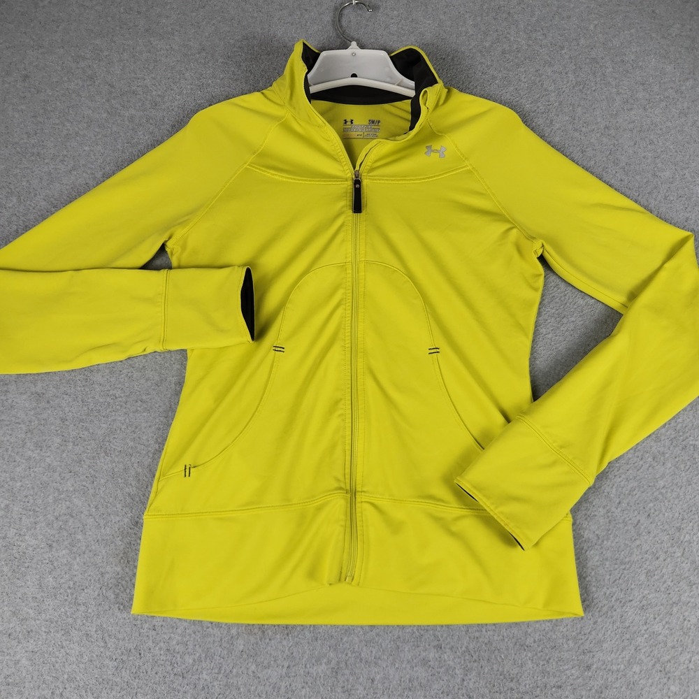 Under Armour Jacket Womens Small Neon Yellow Allseasongear Semi-Fitted Full Zip